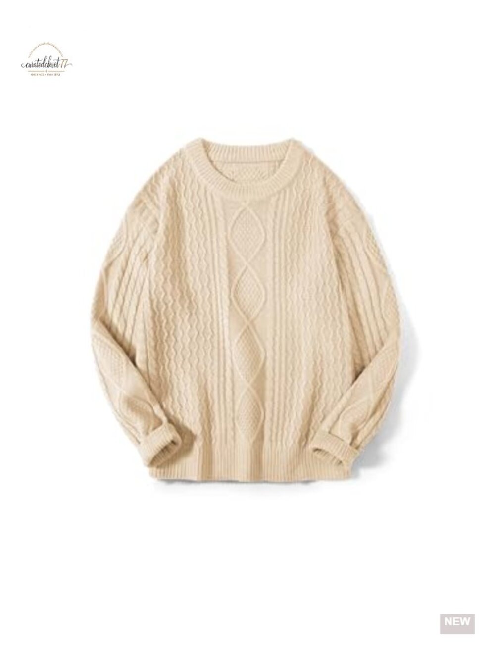 Cable Knit Sweater Women Crewneck Long Sleeve Chunky Pullover Top
